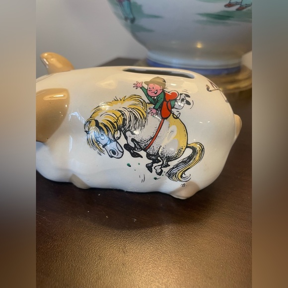 Vintage Szeiler 1967 Norman Thelwell Piggy Bank Cute Collectible Horses Riding - Picture 2 of 8